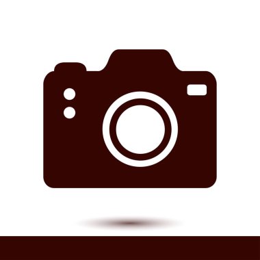 Fotoğraf kamera simgesi. DSLR kamera işareti simgesi. Dijital fotoğraf makinesi. Düz tasarım stili. 