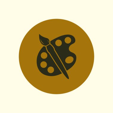 Boya fırça paleti simgesi ile. Düz tasarım stili.