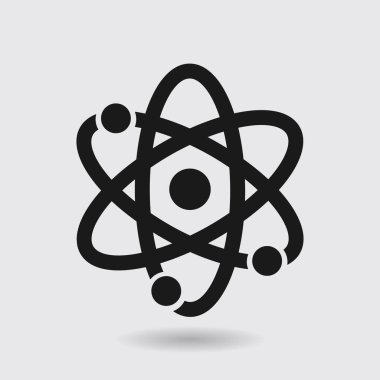Atom işareti simgesi. Atom bölümü simgesi. Düz tasarım stili.
