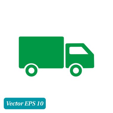 Teslimat kamyonu işareti simgesi. Kargo van sembolü. Sevk irsaliyelerini ve ücretsiz teslim. Düz stil. Vektör.