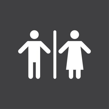 WC işareti simgesi. Erkek ve kadın tuvalet. Düz tasarım.