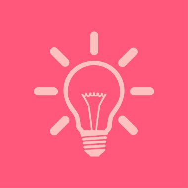 Işık lamba işareti simgesi. Fikir ampul simgesi. Düz tasarım stili.