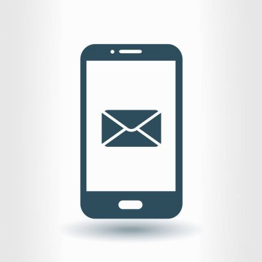 Akıllı telefon e-posta veya sms simgesi. Mobil posta işareti simgesi.