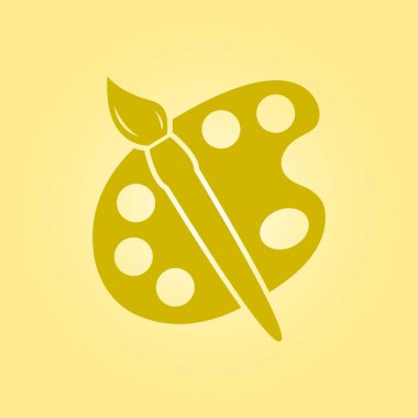 Boya fırça paleti simgesi ile. Düz tasarım stili.