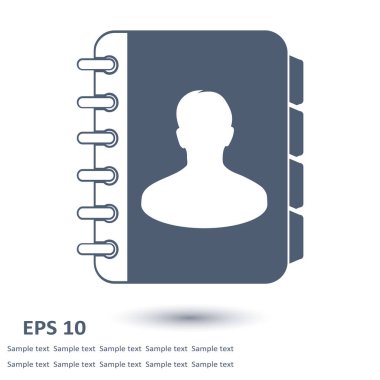 Adres defteri simge vektör. Düz tasarım stili. 