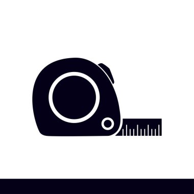 Mezura simgesi. Rulet inşaat sembolü. Boyutları ve ölçüleri. Bir kesim kartı oluşturma.