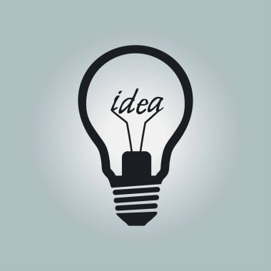 Işık lamba işareti simgesi. Fikir sembolü. Düz tasarım stili.