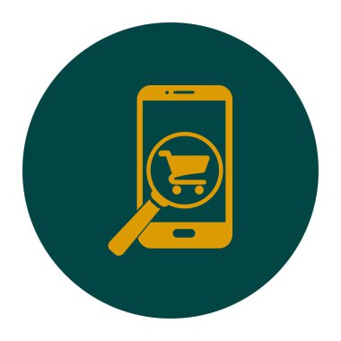 Cam shoping akıllı telefon arıyor. Shoping online simgesi.