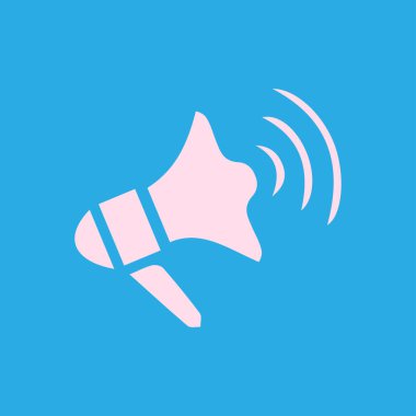 Yakında simge megafon. Hoparlör simgesi. Haberler ve acil reklamlar.