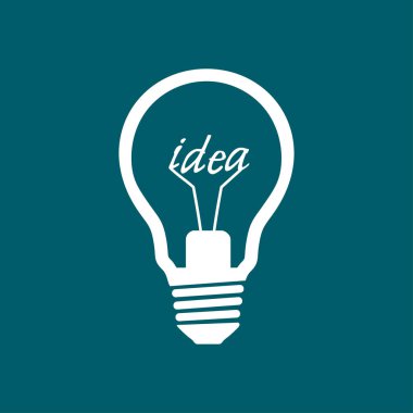 Işık lamba işareti simgesi. Fikir sembolü. Düz tasarım stili.