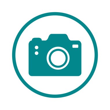 Fotoğraf kamera simgesi. DSLR kamera işareti simgesi. Dijital fotoğraf makinesi. Düz tasarım stili. 