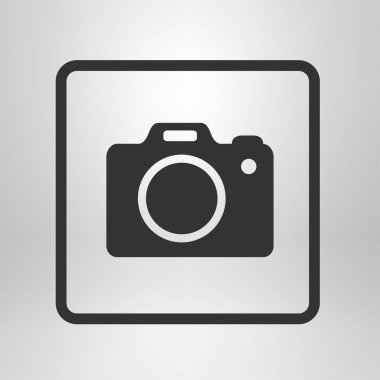 Fotoğraf kamera simgesi. DSLR kamera işareti simgesi. Dijital fotoğraf makinesi. Düz tasarım stili. 