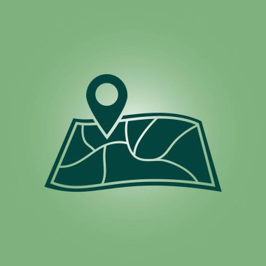 harita ve PIN, vektör çizim basit simgesi