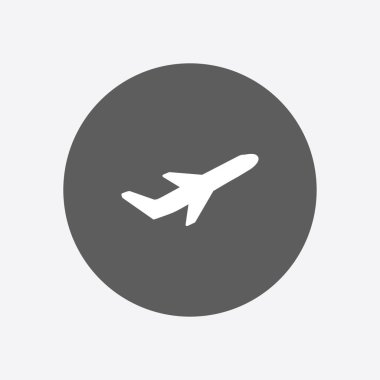 Uçak uçuş biletleri hava sinek seyahat kalkış siluet öğesi. Uçak sembolü. Seyahat etmek simge. Düz tasarım. 