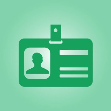 Kimlik kartı simgesi. Konferans katılımcı rozeti. Düz tasarım stili. 