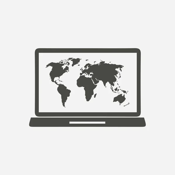 Ícone Simples Laptop Mapa Mundo Ilustração Vetorial —  Vetores de Stock