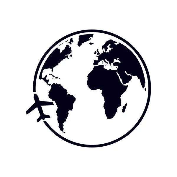 Icono Del Avión Viaje Viaje Alrededor Del Mundo Estilo Diseño — Vector de stock