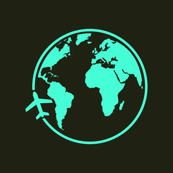 Иконка Самолета Путешествия Путешествие Миру Плоский Дизайн — стоковый вектор