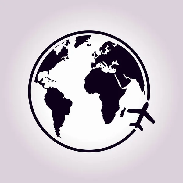 Icono Del Avión Viaje Viaje Alrededor Del Mundo Estilo Diseño — Archivo Imágenes Vectoriales