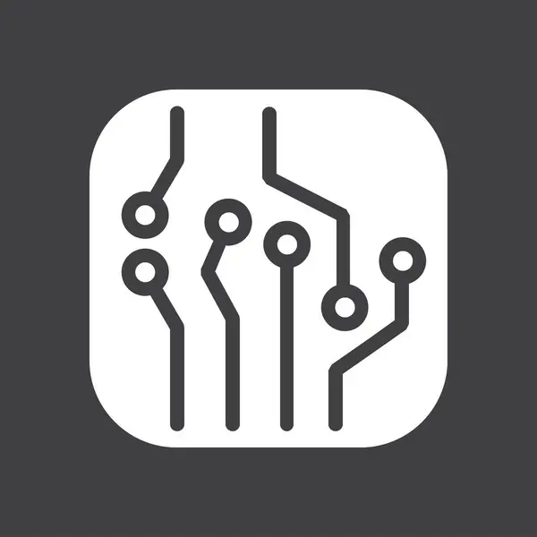 Icono Placa Circuito Esquema Tecnología Símbolo Cuadrado Estilo Diseño Plano — Archivo Imágenes Vectoriales