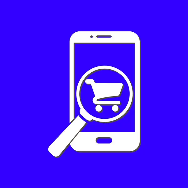 ガラス スマート フォンでのショッピングをお探しします オンライン ショッピング アイコン — ストックベクタ
