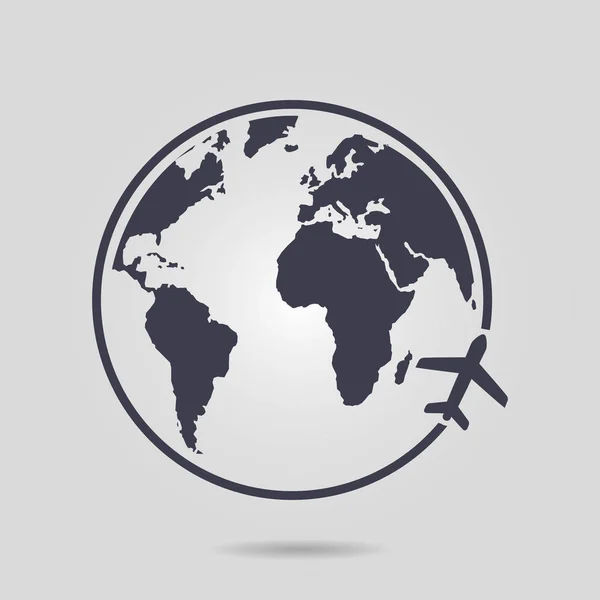 Icono Del Avión Viaje Viaje Alrededor Del Mundo Estilo Diseño — Vector de stock