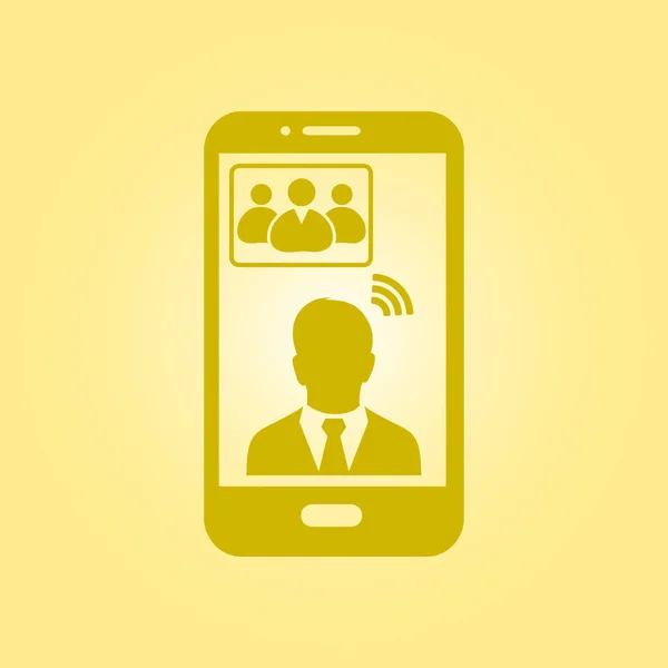 Online Konferans Akıllı Telefon Simgesi Akıllı Telefonlar Tabletler Ile Sesli — Stok Vektör
