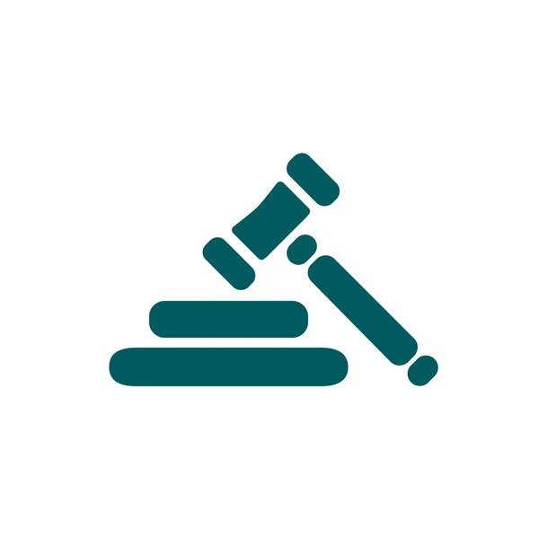 Auction Hammer Pictogram Law Judge Gavel Icon Flat Design Style — Stock Vector