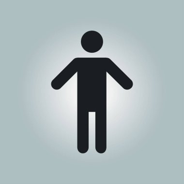 İnsan erkek işareti simgesi. Erkek tuvalet. Düz stil. Her iki biyolojik cinsiyetten temsil etmek için kullanılan bir piktogram cinsiyet semboldür.