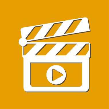 Film yapımcısı clapper kurulu simgesi. Düz tasarım stili.