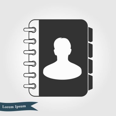 Adres defteri simge vektör. Düz tasarım stili. 