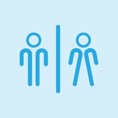 WC işareti simgesi. Erkek ve kadın tuvalet. Düz tasarım. 