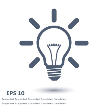 Işık lamba işareti simgesi. Fikir ampul simgesi. Düz tasarım stili.