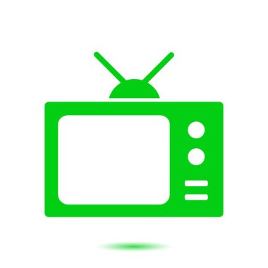 TV simgesi. Düz tasarım stili. Simge kitle iletişim araçları.  