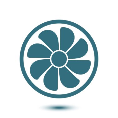 Egzoz fan simge. Vantilatör sembolü. Düz tasarım stili.