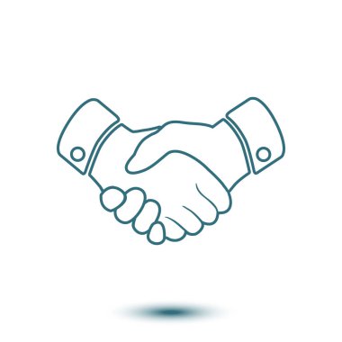 El sıkışma işareti simgesi. Başarılı iş sembolü. Düz tasarım stili.