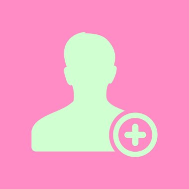 Kullanıcı işareti simgesi ekleyin. Arkadaş simgesi eklemek. Düz tasarım stili.