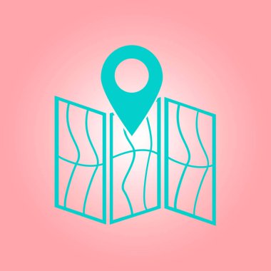 harita ve PIN, vektör çizim basit simgesi