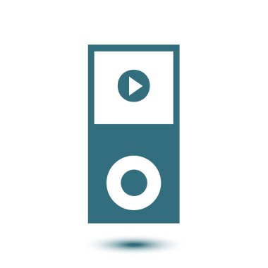 Taşınabilir kitle iletişim araçları oyuncu simgesi. Düz tasarım stili. 