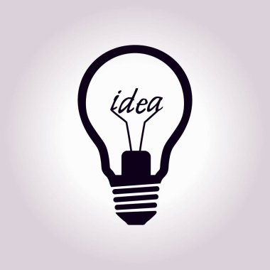 Işık lamba işareti simgesi. Fikir sembolü. Düz tasarım stili.