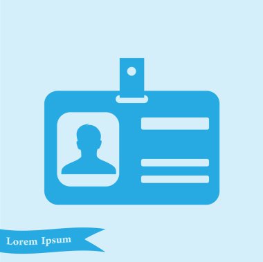 Kimlik kartı simgesi. Konferans katılımcı rozeti. Düz tasarım stili. 