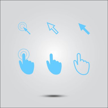 İmleç işaretçisini simgeler. Basın tıklatın ve eylemler dokun. Düz stil.