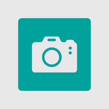 Fotoğraf kamera simgesi. DSLR kamera işareti simgesi. Dijital fotoğraf makinesi. Düz tasarım stili. 