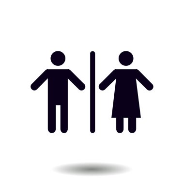 WC işareti simgesi. Erkek ve kadın tuvalet. Düz tasarım.