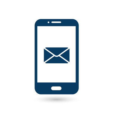 Akıllı telefon e-posta veya sms simgesi. Mobil posta işareti simgesi.