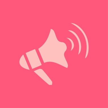 Yakında simge megafon. Hoparlör simgesi. Haberler ve acil reklamlar.