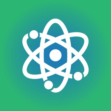Atom işareti simgesi. Atom bölümü simgesi. Düz tasarım stili.