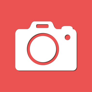 Fotoğraf kamera simgesi. DSLR kamera işareti simgesi. Dijital fotoğraf makinesi. Düz tasarım stili. 