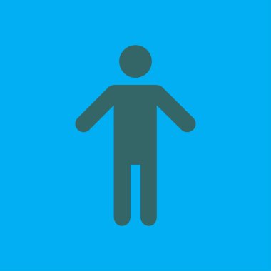 İnsan erkek işareti simgesi. Erkek tuvalet. Düz stil. Her iki biyolojik cinsiyetten temsil etmek için kullanılan bir piktogram cinsiyet semboldür.