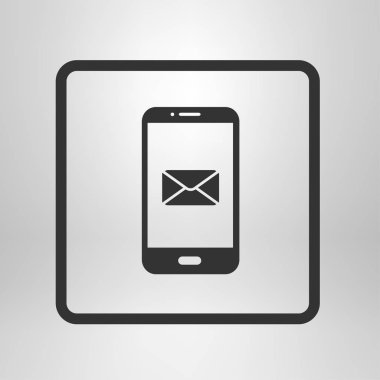 Akıllı telefon e-posta veya sms simgesi. Mobil posta işareti simgesi.